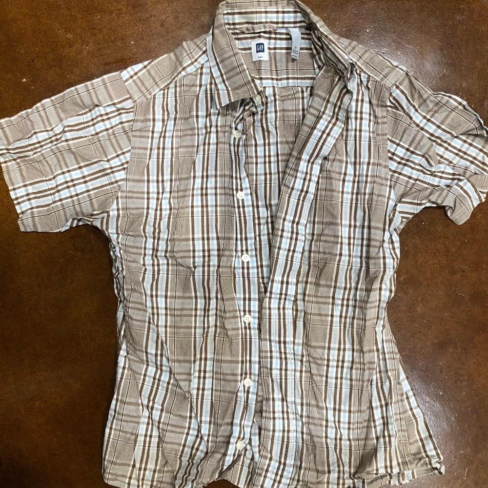 GAP Button Down Brown Plaid Shirt